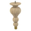 Designs Of Distinction 9" Tipt Toe Bun Foot with bolt and 1" Satin Brass Ferrule - White Oak 01242009WKSB6